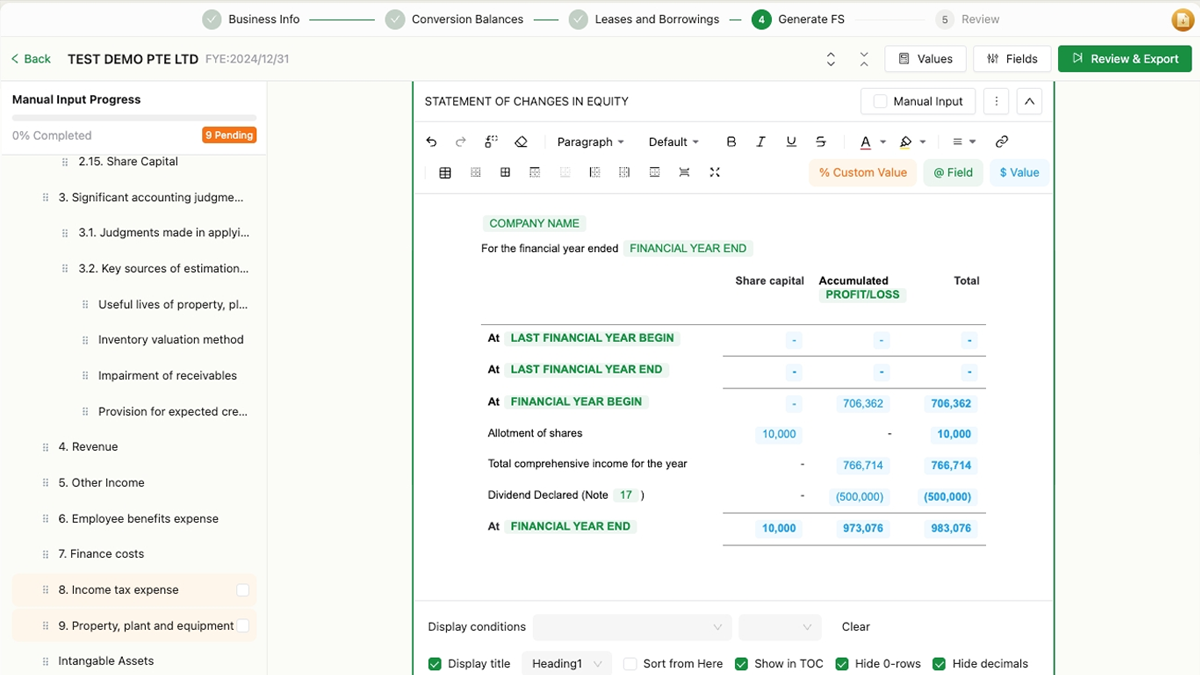 Adjustment & Mapping Screen